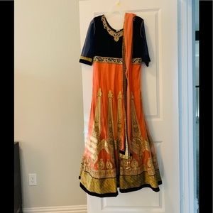 Pink and navy blue Indian outfit